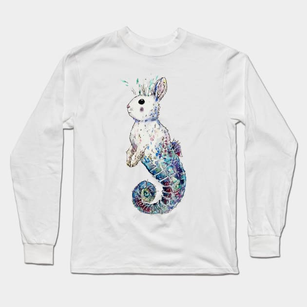 Seahorse Mermaid Bunny Long Sleeve T-Shirt by aquabun